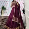 Wine Pure Chanderi With Zari Work Lehenga Choli