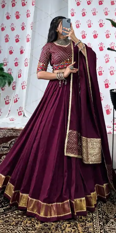 LNB 1747 Wine Pure Chanderi Lehenga Choli Perfect for Wedding, Party, Housewarming, Pongal, Sangeet –. Festive Deal ₹2499. Delivery 4-6 Working Days. | Bollywood Lehenga, Creative Lehenga, Designer Lehenga, Embroidered Lehenga, Lehenga, Party Wear Lehenga