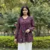 INLI Bandhej Wine Color Pure Georgette Kurti with Designer Work. Wedding, Party, Festive, Events,Best Price ₹1349. Delivery 4-6 Working Days. Shop now. | Bollywood Kurti, Creative Kurtis, Designer Kurti, Kurti, Party Wear Kurti, Selfie Kurti