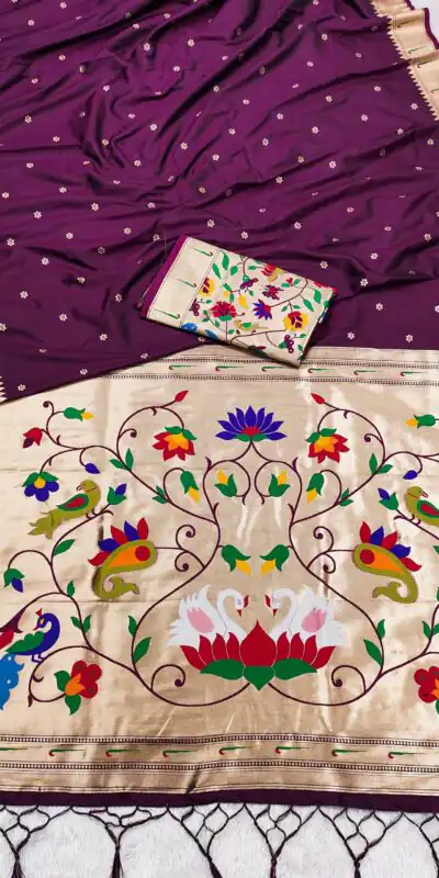 MB 149 Wine Silk Saree with Zari Work & Lace Work. Wedding, Party, Festive, Events, Grab it for ₹2549. Delivery 4-6 Working Days. Shop now. | Bollywood Sarees, Creative Sarees, Designer Sarees, Embroidered Sarees, Ethnic Saree, Modern Digital sarees, Party Wear Sarees, Sarees