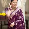 KPR 190 Wine Soft Lichi Silk Jacquard Work Saree with Designer Work Wedding, Party, Festive, Events, Deal ₹1399. Delivery 4-6 Working Days. Shop now. | Bollywood Sarees, Creative Sarees, Designer Sarees, Embroidered Sarees, Ethnic Saree, Modern Digital sarees, Party Wear Sarees, Sarees