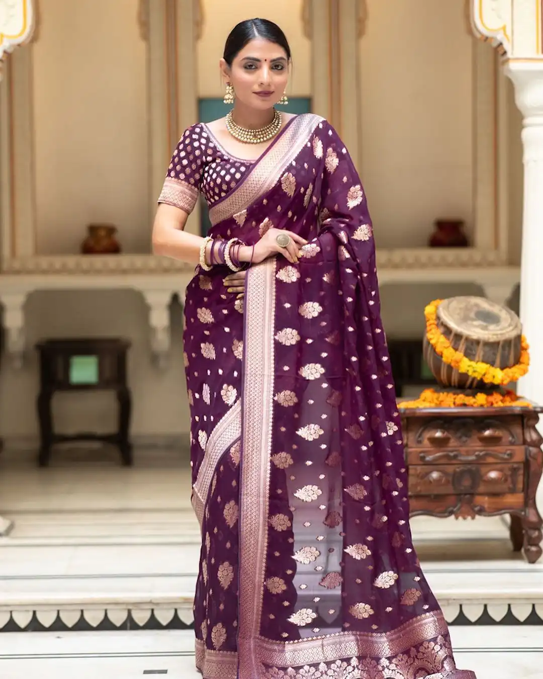 KPR 190 Wine Soft Lichi Silk Jacquard Work Saree with Designer Work Wedding, Party, Festive, Events, Deal ₹1399. Delivery 4-6 Working Days. Shop now. | Bollywood Sarees, Creative Sarees, Designer Sarees, Embroidered Sarees, Ethnic Saree, Modern Digital sarees, Party Wear Sarees, Sarees