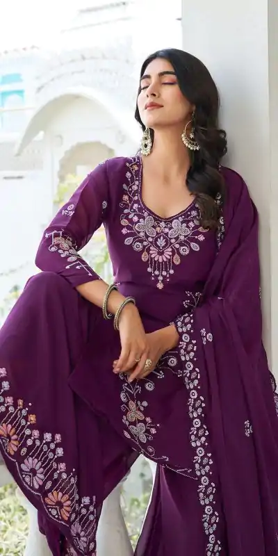 Ram 103 Wine Color Star Georgette Salwar Suit with Embroidery Work. Get it for ₹3049. Delivery 4-6 Working Days. Shop now. | Designer Suits, Jump Suits, Casual Suits, Creative suits, Palazzo Suits, Party Wear Suits, Patiala Suits, Salwar suit, Straight Suits