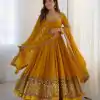 ZF 5010 Yellow Georgette Gown Perfect for Wedding, Party, Pooja, Ethnic Day, Karwa Chauth – . Best Price ₹2049. Delivery 4-6 Working Days. Shop now. | Designer Suits, Jump Suits, Casual Suits, Creative suits, Palazzo Suits, Party Wear Suits, Patiala Suits, Salwar suit, Straight Suits