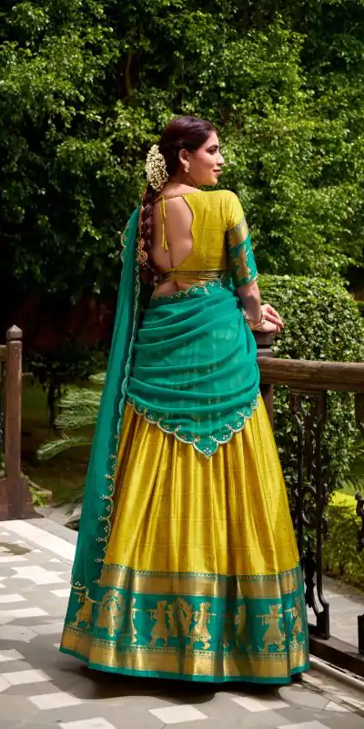 LNB 2028 Yellow Embroidery Work & Zari Work Lehenga Choli in Cream Poly Cotton. Available at ₹1999 only. Delivery 4-6 Working Days. Shop now. | Bollywood Lehenga, Creative Lehenga, Designer Lehenga, Embroidered Lehenga, Lehenga, Party Wear Lehenga