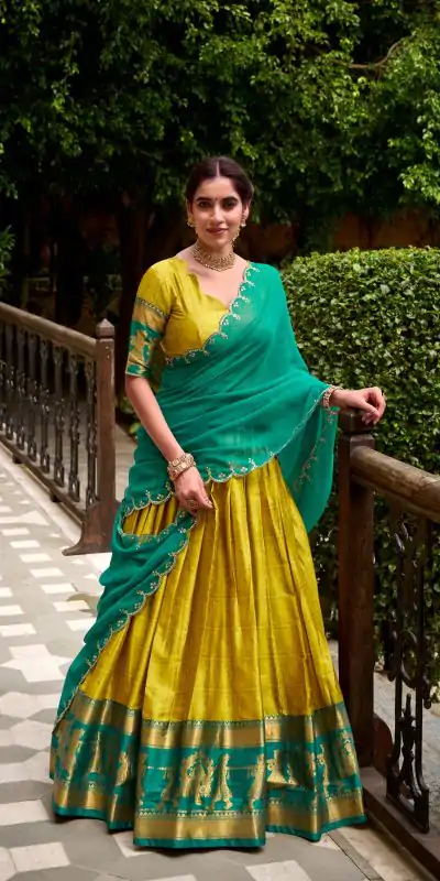 LNB 2028 Yellow Embroidery Work & Zari Work Lehenga Choli in Cream Poly Cotton. Available at ₹1999 only. Delivery 4-6 Working Days. Shop now. | Bollywood Lehenga, Creative Lehenga, Designer Lehenga, Embroidered Lehenga, Lehenga, Party Wear Lehenga