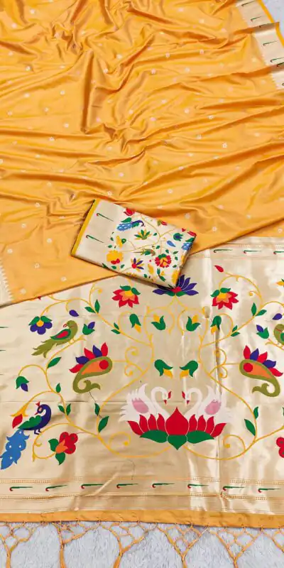 MB 149 Yellow Silk Saree with Zari Work & Lace Work. Wedding, Party, Festive, Events, Grab it for ₹2549. Delivery 4-6 Working Days. Shop now. | Bollywood Sarees, Creative Sarees, Designer Sarees, Embroidered Sarees, Ethnic Saree, Modern Digital sarees, Party Wear Sarees, Sarees