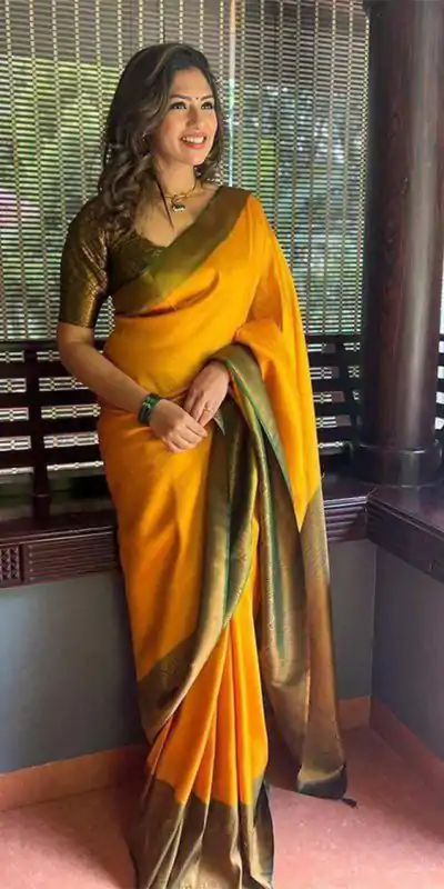 KPR 143 Yellow Color Soft Lichi Silk with Designer Work Saree . Special Price ₹1449. Delivery 4-6 Working Days. Shop now. | Bollywood Sarees, Creative Sarees, Designer Sarees, Embroidered Sarees, Ethnic Saree, Modern Digital sarees, Party Wear Sarees, Sarees
