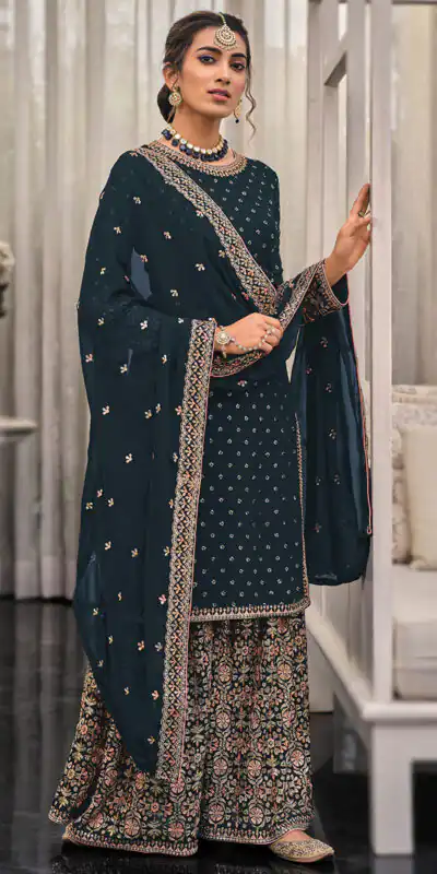 FC 1448 Black Georgette Salwar Suit with Embroidery Work & Lace Work. Exclusive Offer ₹2599. Delivery 4-6 Working Days. Shop now. | Designer Suits, Jump Suits, Tops & Bottoms, Track Suits, Trendy Wear, Casual Suits, Creative suits, Palazzo Suits, Party Wear Suits, Patiala Suits, Salwar suit, Straight Suits