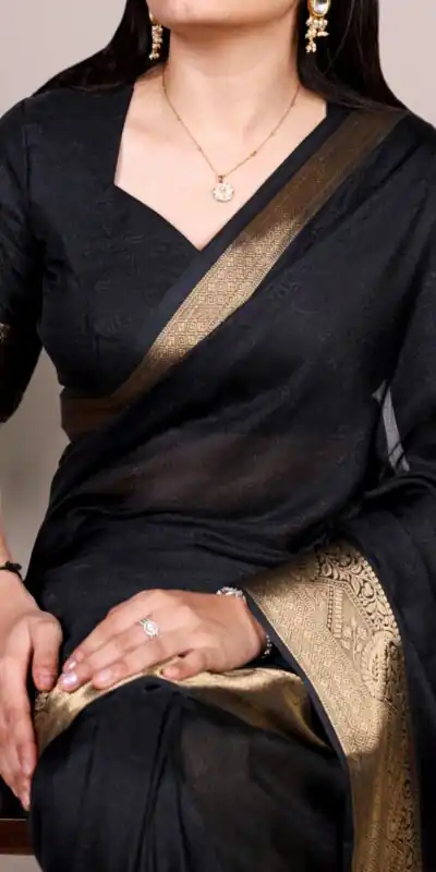 YNF 7908 Black Mass Mello Saree with Zari Work. Wedding, Party, Festive, Events Introductory Price ₹1449. Delivery 4-6 Working Days. Shop now. | Bollywood Sarees, Creative Sarees, Designer Sarees, Embroidered Sarees, Ethnic Saree, Modern Digital sarees, Party Wear Sarees, Sarees