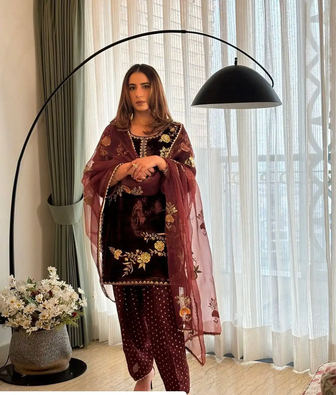 BE 408 Brown Soft Organza Salwar Suit with Lace Work & Embroidery Work. Special Price ₹2049. Delivery 4-6 Working Days. Shop now. | Bollywood Lehenga, Creative Lehenga, Designer Lehenga, Embroidered Lehenga, Lehenga, Party Wear Lehenga