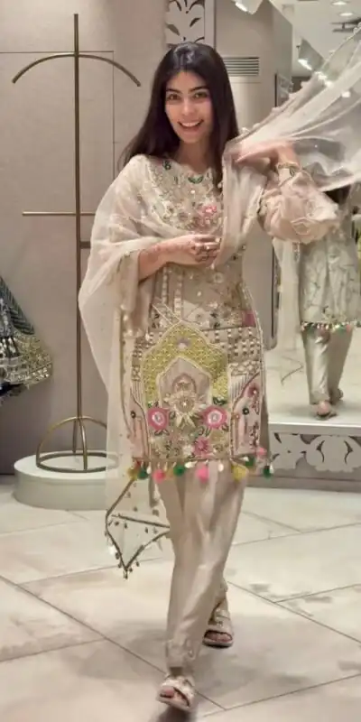 BT 5010 Cream in Faux Georgette Mirror Work & Embroidery Work Salwar Suit . Exclusive Offer ₹2099. Delivery 4-6 Working Days. Shop now. | Designer Suits, Jump Suits, Tops & Bottoms, Track Suits, Trendy Wear, Casual Suits, Creative suits, Palazzo Suits, Party Wear Suits, Patiala Suits, Salwar suit, Straight Suits