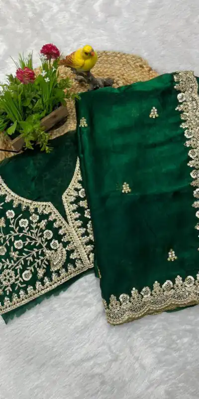 BT 434 Green Fandy Sattin Silk Saree with Zari Work. Wedding, Party, Festive, Events, Best Price ₹2049. Delivery 4-6 Working Days. Shop now. | Bollywood Sarees, Creative Sarees, Designer Sarees, Embroidered Sarees, Ethnic Saree, Modern Digital sarees, Party Wear Sarees, Sarees