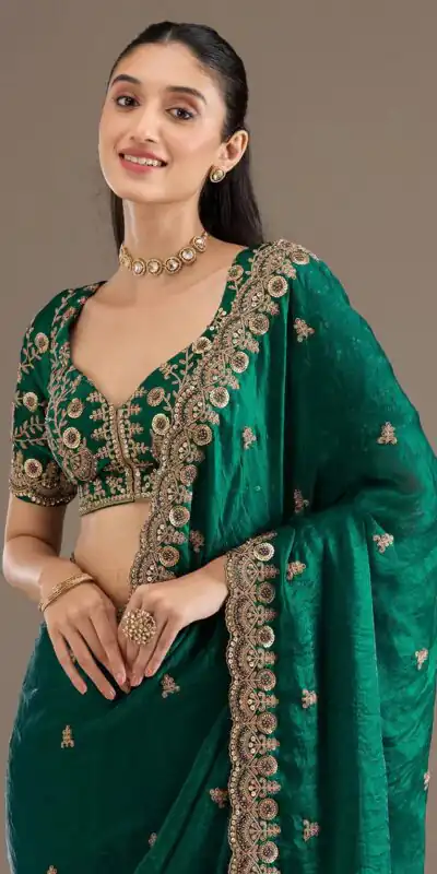 BT 434 Green Fandy Sattin Silk Saree with Zari Work. Wedding, Party, Festive, Events, Best Price ₹2049. Delivery 4-6 Working Days. Shop now. | Bollywood Sarees, Creative Sarees, Designer Sarees, Embroidered Sarees, Ethnic Saree, Modern Digital sarees, Party Wear Sarees, Sarees