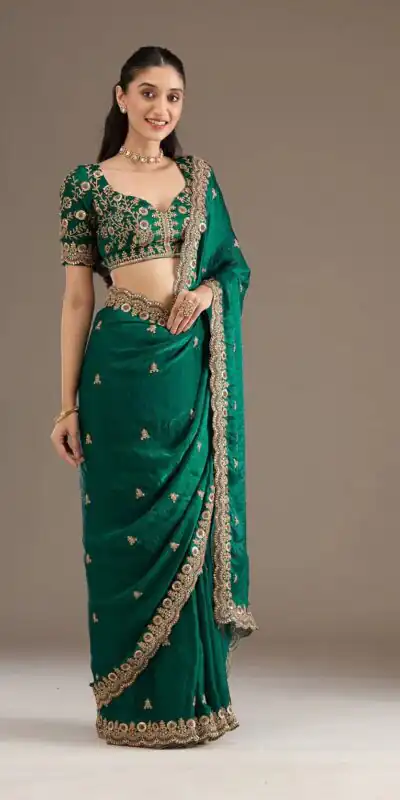 BT 434 Green Fandy Sattin Silk Saree with Zari Work. Wedding, Party, Festive, Events, Best Price ₹2049. Delivery 4-6 Working Days. Shop now. | Bollywood Sarees, Creative Sarees, Designer Sarees, Embroidered Sarees, Ethnic Saree, Modern Digital sarees, Party Wear Sarees, Sarees