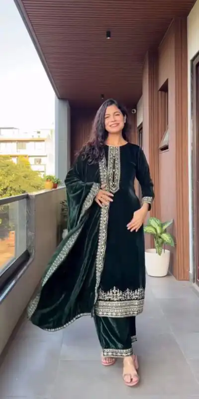 LG 2023 Green Velvet Salwar Suit with Embroidery Work. Wedding, Party, Festive, Events Get it for ₹2029. Delivery 4-6 Working Days. Shop now. | Designer Suits, Jump Suits, Tops & Bottoms, Track Suits, Trendy Wear, Casual Suits, Creative suits, Palazzo Suits, Party Wear Suits, Patiala Suits, Salwar suit, Straight Suits