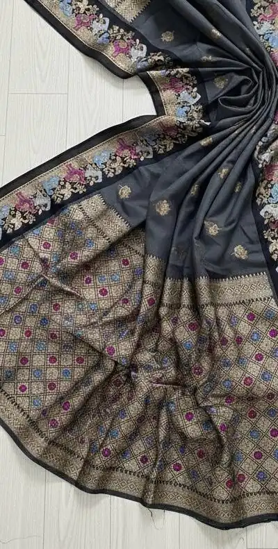 MS 545 Grey Banarasi Silk Saree with Zari Work. Wedding, Party, Festive, Events, Now at just ₹1649. Delivery 4-6 Working Days. Shop now. | Bollywood Sarees, Creative Sarees, Designer Sarees, Embroidered Sarees, Ethnic Saree, Modern Digital sarees, Party Wear Sarees, Sarees