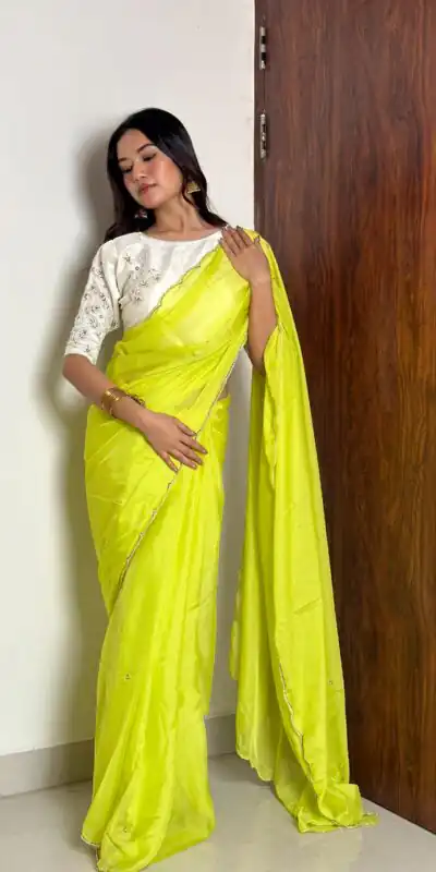 AC CHERRY Lemon Yellow Soft Organza With Handwork Saree Wedding, Party, Festive, Events Affordable Price ₹2099. Delivery 4-6 Working Days. Shop now. | Bollywood Sarees, Creative Sarees, Designer Sarees, Embroidered Sarees, Ethnic Saree, Modern Digital sarees, Party Wear Sarees, Sarees