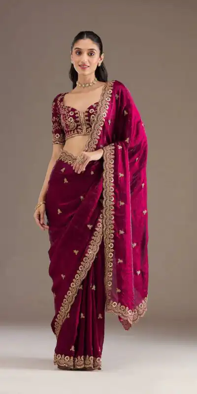 BT 434 Maroon Fandy Sattin Silk Saree with Zari Work. Wedding, Party, Festive, Events, Best Price ₹2049. Delivery 4-6 Working Days. Shop now. | Bollywood Sarees, Creative Sarees, Designer Sarees, Embroidered Sarees, Ethnic Saree, Modern Digital sarees, Party Wear Sarees, Sarees