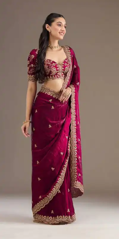 BT 434 Maroon Fandy Sattin Silk Saree with Zari Work. Wedding, Party, Festive, Events, Best Price ₹2049. Delivery 4-6 Working Days. Shop now. | Bollywood Sarees, Creative Sarees, Designer Sarees, Embroidered Sarees, Ethnic Saree, Modern Digital sarees, Party Wear Sarees, Sarees