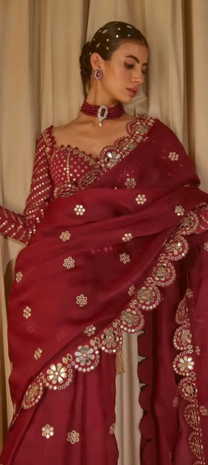 DF 3457 Maroon Color Georgette Sequence Original Mirror Work Saree Casual, Wedding, Festive, Events . Expected Delivery  4-6 Working Days @2099/- only                                                                                | Bollywood Sarees, Creative Sarees, Designer Sarees, Embroidered Sarees, Ethnic Saree, Modern Digital sarees, Party Wear Sarees, Sarees