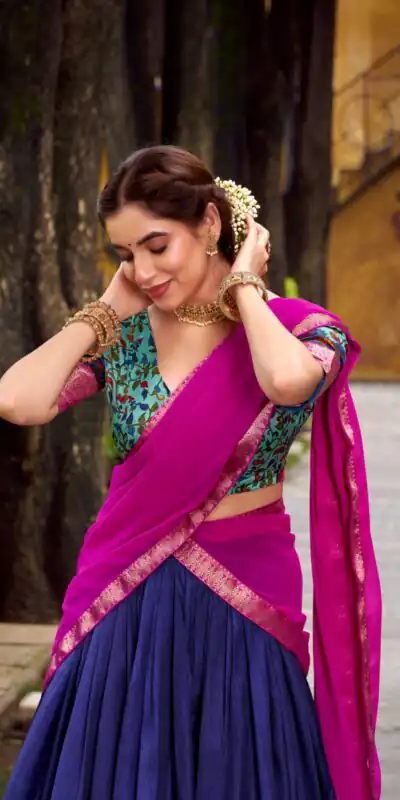 LNB 1244 Navy Blue in Aastha Silk Lace Work & Zari Work Lehenga Choli. Grab it for ₹1349. Delivery 4-6 Working Days. Shop now. | Bollywood Lehenga, Creative Lehenga, Designer Lehenga, Embroidered Lehenga, Lehenga, Party Wear Lehenga