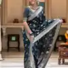KPR 190 Navy Blue Soft Lichi Silk Jacquard Work Saree with Designer Work Wedding, Party, Festive, Events, Deal ₹1399. Delivery 4-6 Working Days. Shop now. | Bollywood Sarees, Creative Sarees, Designer Sarees, Embroidered Sarees, Ethnic Saree, Modern Digital sarees, Party Wear Sarees, Sarees