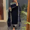 Navy Blue Viscose Velvet Lace Work Salwar Suit