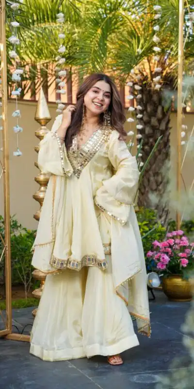 VLM 306 Off White Cosmos Silk Salwar Suit Perfect for Wedding, Party, Ethnic Day, Anniversary, Pooja – . Exclusive Offer ₹2549. Delivery 4-6 Worki | Designer Suits, Jump Suits, Tops & Bottoms, Track Suits, Trendy Wear, Casual Suits, Creative suits, Palazzo Suits, Party Wear Suits, Patiala Suits, Salwar suit, Straight Suits