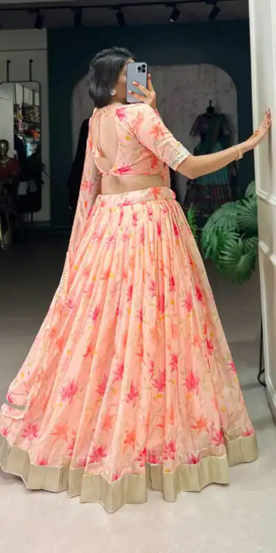 LNB 1036 Peach Color Tabby Silk with Lace Work Lehenga Choli . Wedding, Party, Festive, Events, Grab it for ₹1999. Delivery 4-6 Working Days. Shop now. | Bollywood Lehenga, Creative Lehenga, Designer Lehenga, Embroidered Lehenga, Lehenga, Party Wear Lehenga