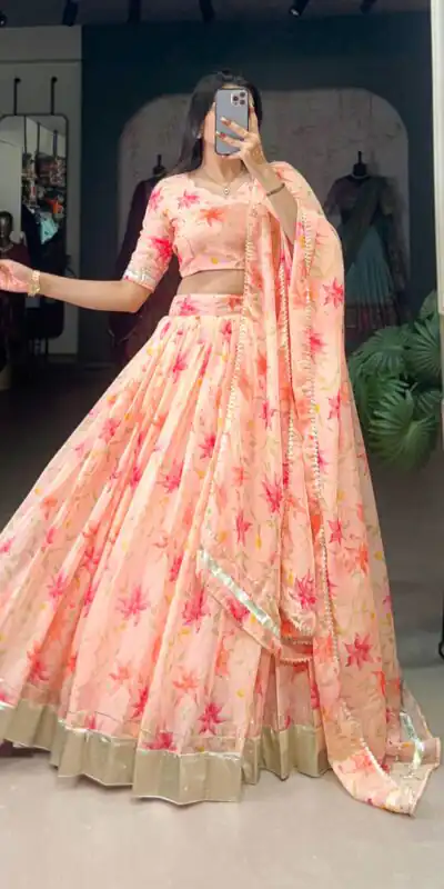 LNB 1036 Peach Color Tabby Silk with Lace Work Lehenga Choli . Wedding, Party, Festive, Events, Grab it for ₹1999. Delivery 4-6 Working Days. Shop now. | Bollywood Lehenga, Creative Lehenga, Designer Lehenga, Embroidered Lehenga, Lehenga, Party Wear Lehenga