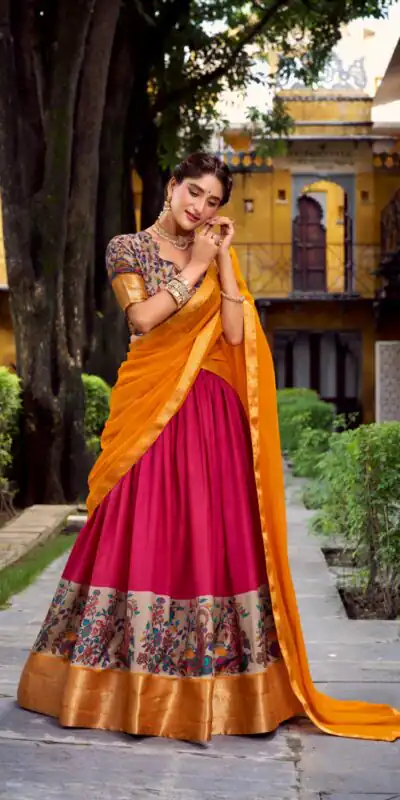 LNB 1244 Pink in Aastha Silk Lace Work & Zari Work Lehenga Choli. Grab it for ₹1349. Delivery 4-6 Working Days. Shop now. | Bollywood Lehenga, Creative Lehenga, Designer Lehenga, Embroidered Lehenga, Lehenga, Party Wear Lehenga