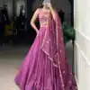Pink Silk Crepe With Sequins Work Lehenga Choli