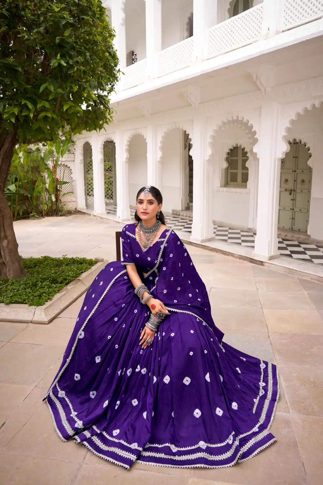 LNB 1663 Purple Color Pure Chander Bandhej Print With Lace Touch Up Lehenga Choli Wedding, Party, Festive, Events Etc. Delivery 4-6 Working Days Rs 1899 | Bollywood Lehenga, Creative Lehenga, Designer Lehenga, Embroidered Lehenga, Lehenga, Party Wear Lehenga