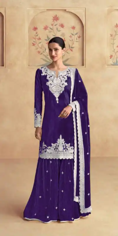 DS 3101 Purple Chinon Salwar Suit Perfect for Wedding, Party, Durga Puja, Pooja, Holi – . Festive Deal ₹2049. Delivery 4-6 Working Days. Shop now. | Designer Suits, Jump Suits, Tops & Bottoms, Track Suits, Trendy Wear, Casual Suits, Creative suits, Palazzo Suits, Party Wear Suits, Patiala Suits, Salwar suit, Straight Suits