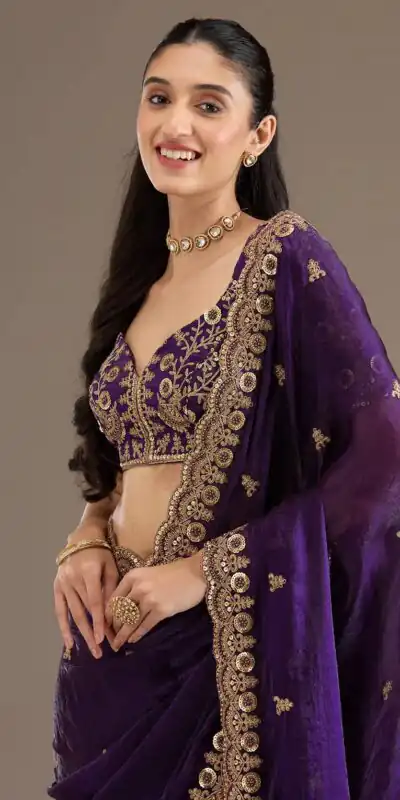 BT 434 Purple Fandy Sattin Silk Saree with Zari Work. Wedding, Party, Festive, Events, Best Price ₹2049. Delivery 4-6 Working Days. Shop now. | Bollywood Sarees, Creative Sarees, Designer Sarees, Embroidered Sarees, Ethnic Saree, Modern Digital sarees, Party Wear Sarees, Sarees