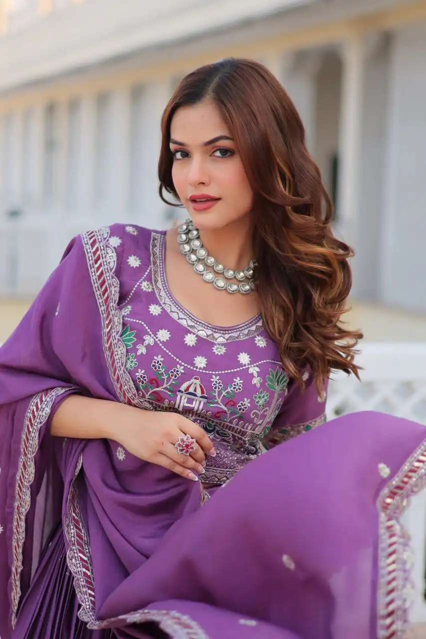 Ram 064 Purple Pure Chinon Lehenga Choli with Embroidery Work. Introductory Price ₹3049. Delivery 4-6 Working Days. Shop now. | Bollywood Lehenga, Creative Lehenga, Designer Lehenga, Embroidered Lehenga, Lehenga, Party Wear Lehenga