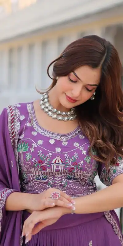 Ram 064 Purple Pure Chinon Lehenga Choli with Embroidery Work. Introductory Price ₹3049. Delivery 4-6 Working Days. Shop now. | Bollywood Lehenga, Creative Lehenga, Designer Lehenga, Embroidered Lehenga, Lehenga, Party Wear Lehenga