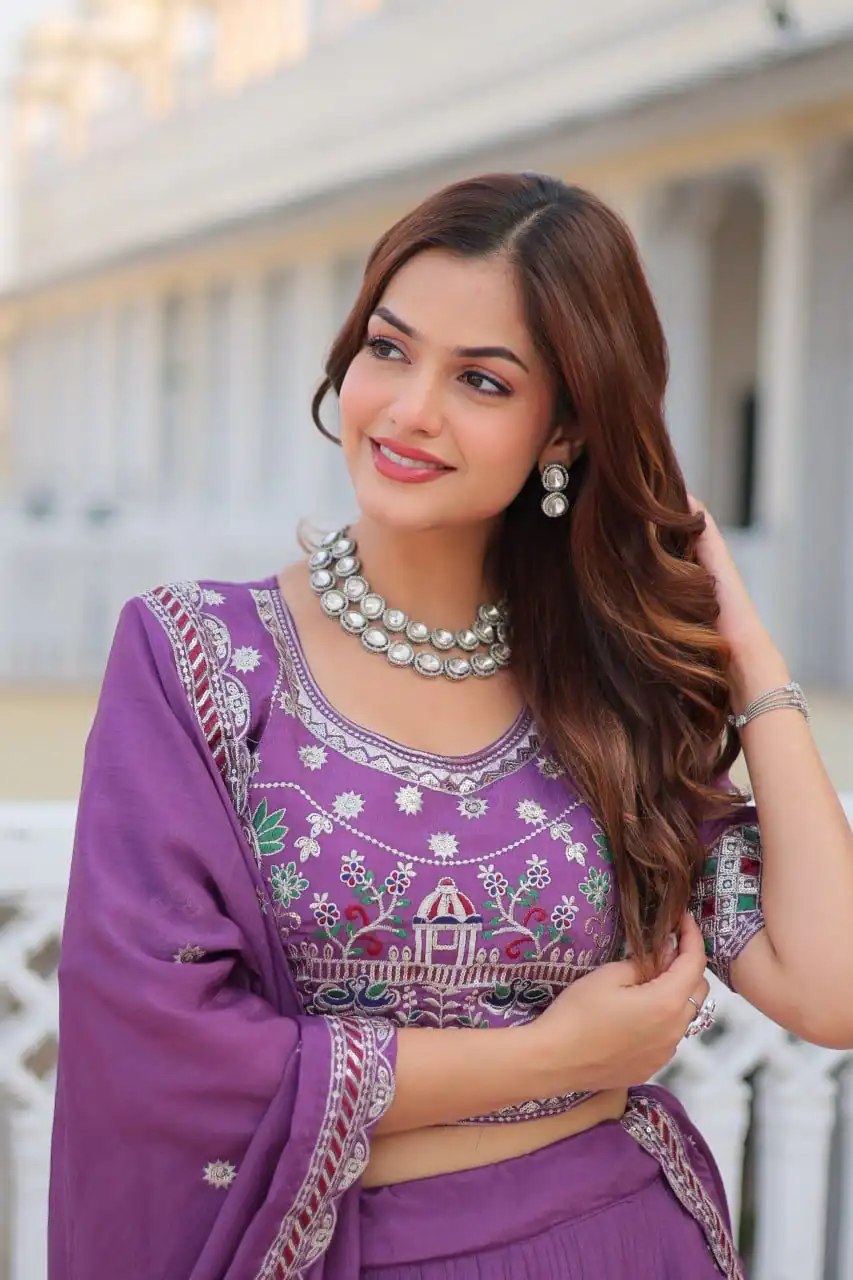 Ram 064 Purple Pure Chinon Lehenga Choli with Embroidery Work. Introductory Price ₹3049. Delivery 4-6 Working Days. Shop now. | Bollywood Lehenga, Creative Lehenga, Designer Lehenga, Embroidered Lehenga, Lehenga, Party Wear Lehenga