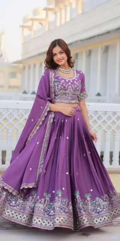 Ram 064 Purple Pure Chinon Lehenga Choli with Embroidery Work. Introductory Price ₹3049. Delivery 4-6 Working Days. Shop now. | Bollywood Lehenga, Creative Lehenga, Designer Lehenga, Embroidered Lehenga, Lehenga, Party Wear Lehenga