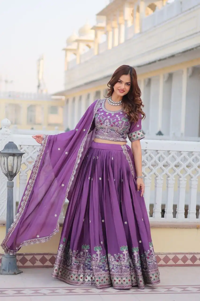 Ram 064 Purple Pure Chinon Lehenga Choli with Embroidery Work. Introductory Price ₹3049. Delivery 4-6 Working Days. Shop now. | Bollywood Lehenga, Creative Lehenga, Designer Lehenga, Embroidered Lehenga, Lehenga, Party Wear Lehenga