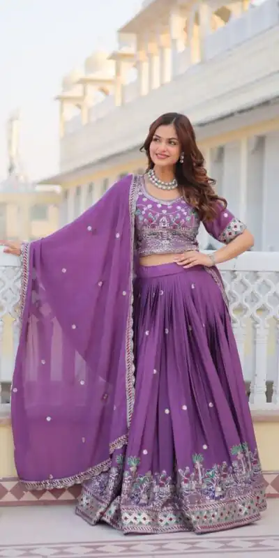 Ram 064 Purple Pure Chinon Lehenga Choli with Embroidery Work. Introductory Price ₹3049. Delivery 4-6 Working Days. Shop now. | Bollywood Lehenga, Creative Lehenga, Designer Lehenga, Embroidered Lehenga, Lehenga, Party Wear Lehenga