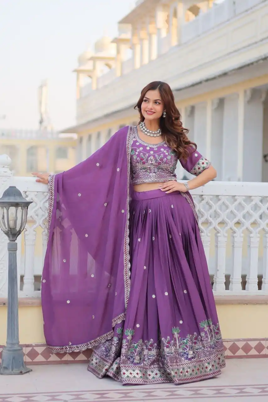 Ram 064 Purple Pure Chinon Lehenga Choli with Embroidery Work. Introductory Price ₹3049. Delivery 4-6 Working Days. Shop now. | Bollywood Lehenga, Creative Lehenga, Designer Lehenga, Embroidered Lehenga, Lehenga, Party Wear Lehenga