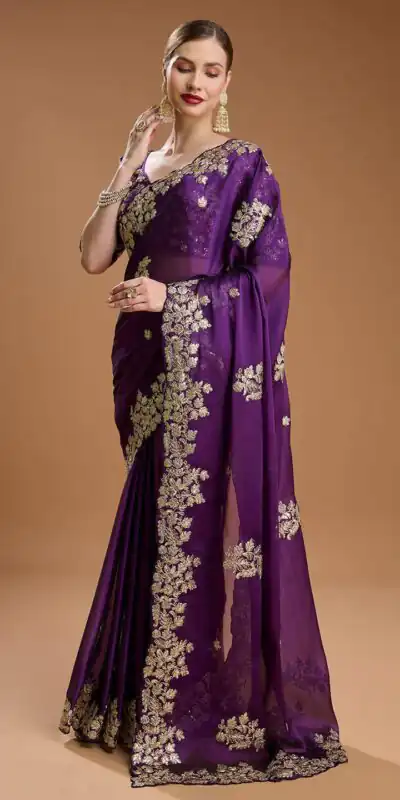 BT 1301 Purple Rangoli Silk Saree with Sequins Work & Embroidery Work. Now at just ₹1999. Delivery 4-6 Working Days. Shop now. | Bollywood Sarees, Creative Sarees, Designer Sarees, Embroidered Sarees, Ethnic Saree, Modern Digital sarees, Party Wear Sarees, Sarees