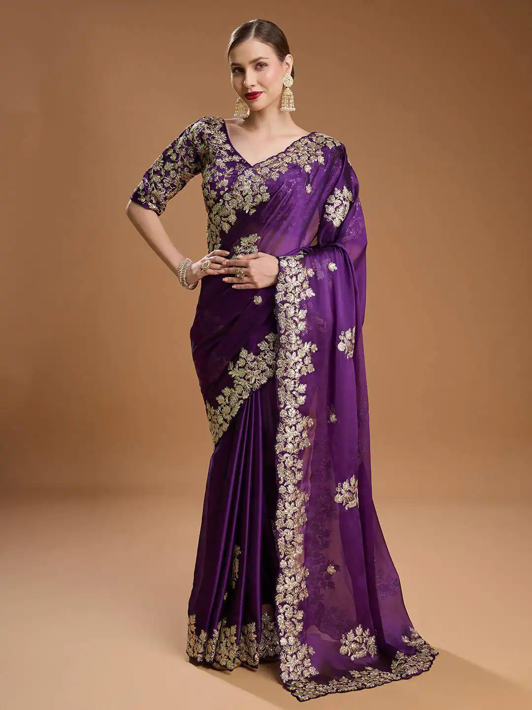 BT 1301 Purple Rangoli Silk Saree with Sequins Work & Embroidery Work. Now at just ₹1999. Delivery 4-6 Working Days. Shop now. | Bollywood Sarees, Creative Sarees, Designer Sarees, Embroidered Sarees, Ethnic Saree, Modern Digital sarees, Party Wear Sarees, Sarees