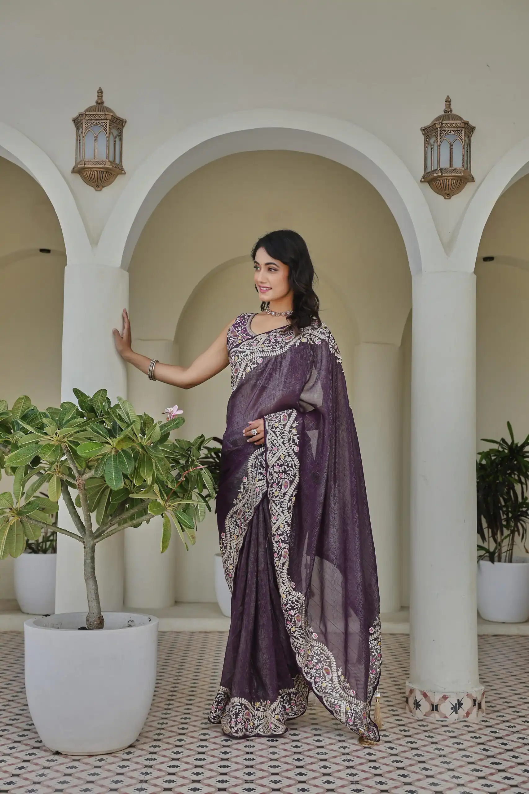 Ram 010 Purple Color Silver Crunchy Saree with Embroidery Work. Special Price ₹2149. Delivery 4-6 Working Days. Shop now. | Bollywood Sarees, Creative Sarees, Designer Sarees, Embroidered Sarees, Ethnic Saree, Modern Digital sarees, Party Wear Sarees, Sarees