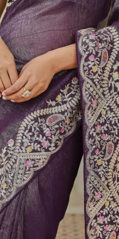 Ram 010 Purple Color Silver Crunchy Saree with Embroidery Work. Special Price ₹2149. Delivery 4-6 Working Days. Shop now. | Bollywood Sarees, Creative Sarees, Designer Sarees, Embroidered Sarees, Ethnic Saree, Modern Digital sarees, Party Wear Sarees, Sarees
