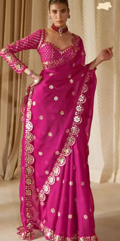 DF 3457 Rani Pink Color Georgette Sequence Original Mirror Work Saree Casual, Wedding, Festive, Events . Expected Delivery  4-6 Working Days @2099/- only                                                                                | Bollywood Sarees, Creative Sarees, Designer Sarees, Embroidered Sarees, Ethnic Saree, Modern Digital sarees, Party Wear Sarees, Sarees