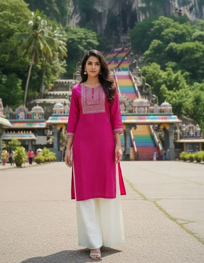 INLI Batu Caves Rani Pink Rayon Kurti Perfect for Wedding, Party, Diwali, Anniversary, Family Gatherings – . Introductory Price ₹1499. Delivery 4-6 Workin | Bollywood Kurti, Creative Kurtis, Designer Kurti, Kurti, Party Wear Kurti, Selfie Kurti