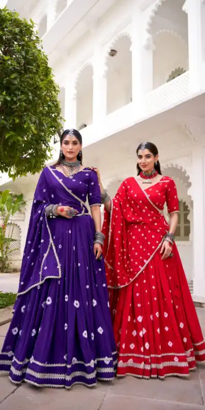 LNB 1663 Red Color Pure Chander Bandhej Print With Lace Touch Up Lehenga Choli Wedding, Party, Festive, Events Etc. Delivery 4-6 Working Days Rs 1899 | Bollywood Lehenga, Creative Lehenga, Designer Lehenga, Embroidered Lehenga, Lehenga, Party Wear Lehenga